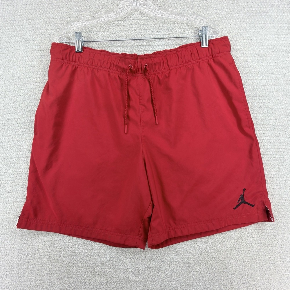 Jordan Jumpman Poolside Shorts Mens Large Gym Red Black Lined Swim CZ4751-687